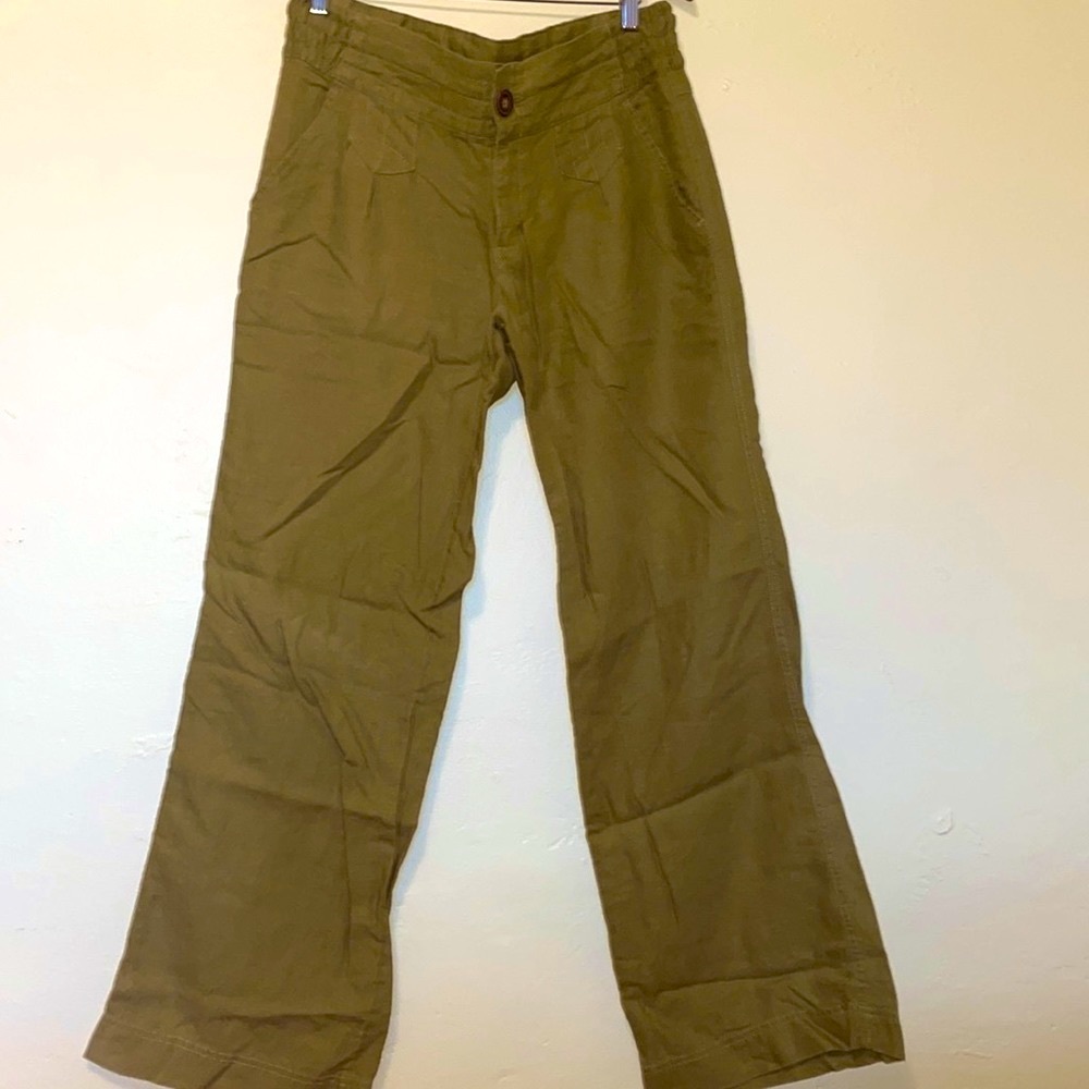 Athleta Green Moss Lagoon Linen Pant